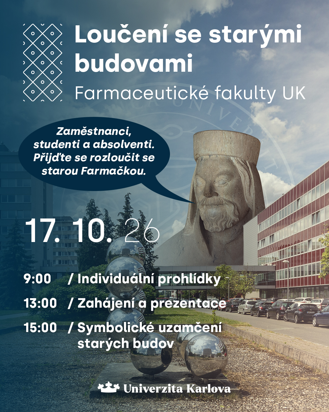 Pozvánka na akci „Loučení se starými budovami Farmaceutické fakulty UK“